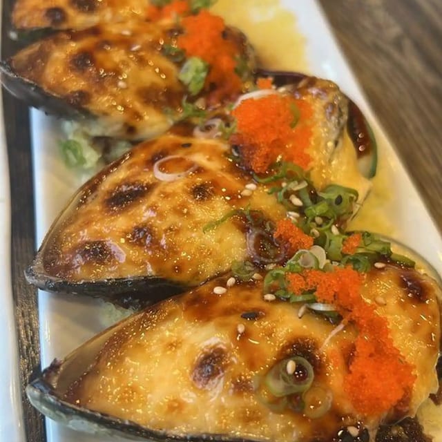 Baked Green Mussels.