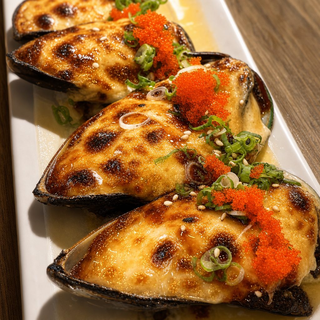 Baked Green Mussels.